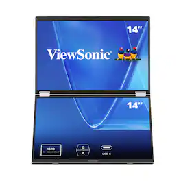 ViewSonic - 14" Dual Screen WUXGA Portable Monitor with USB-C and Protective Sleeve - Black