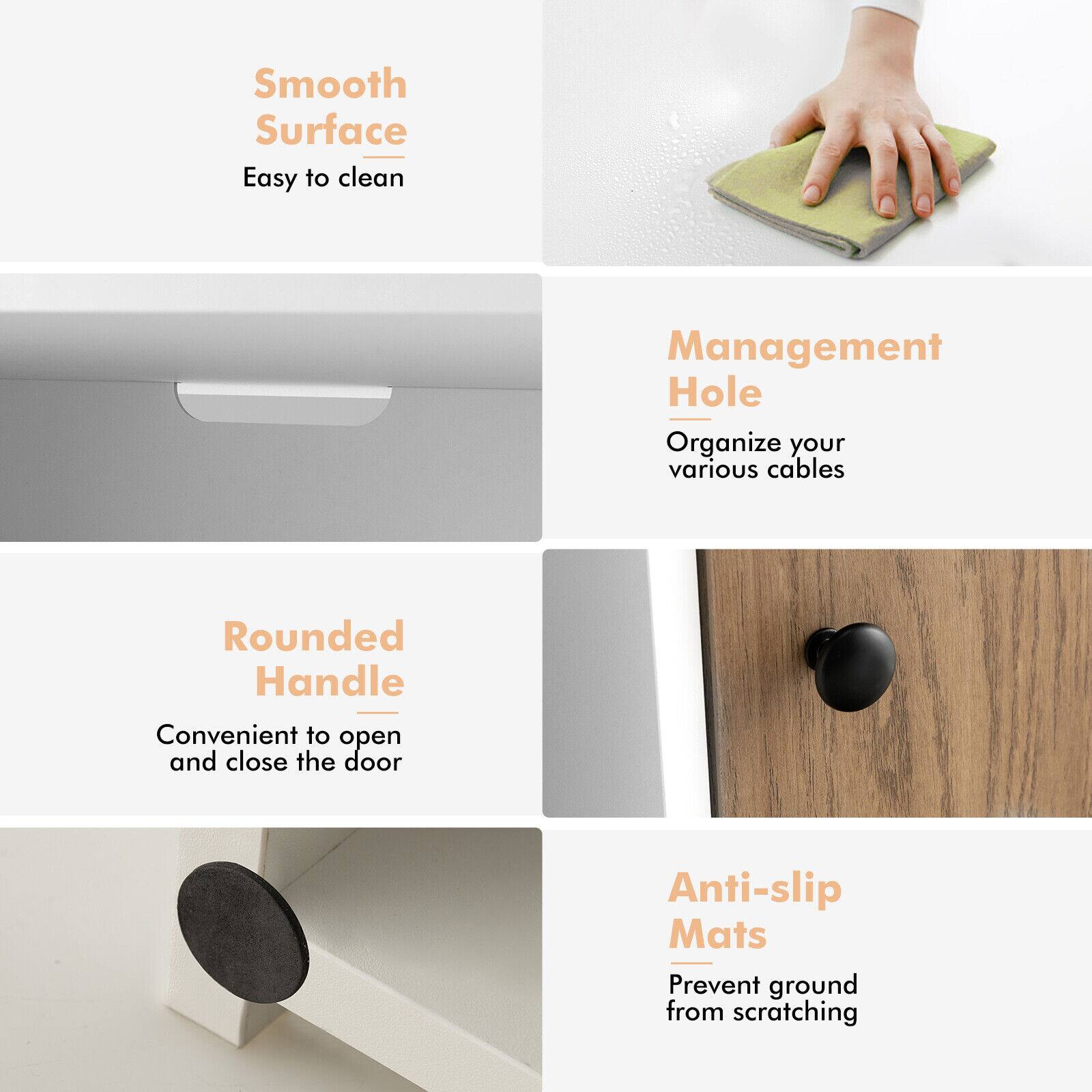 Smooth Surface, Management Hole, Rounded Handle, Anti-slip Mats