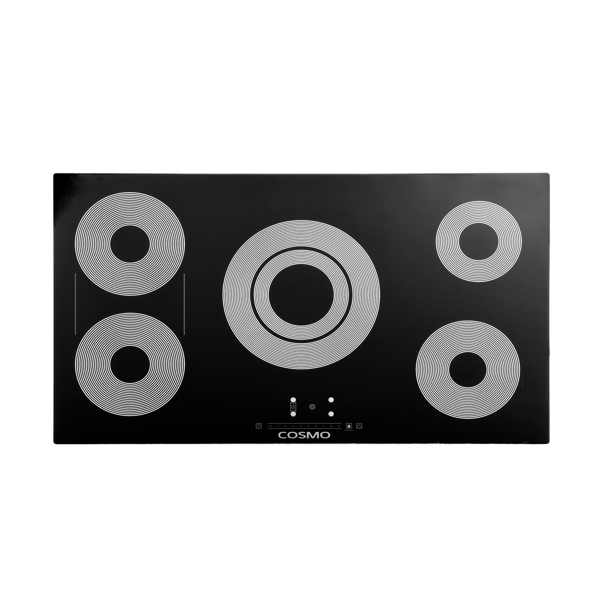 COSMO - COS-365TBECC 36 in. Electric Ceramic Glass Cooktop, 5 Burners, Triple Zone Element, Sync Burners, Touch Controls - Black