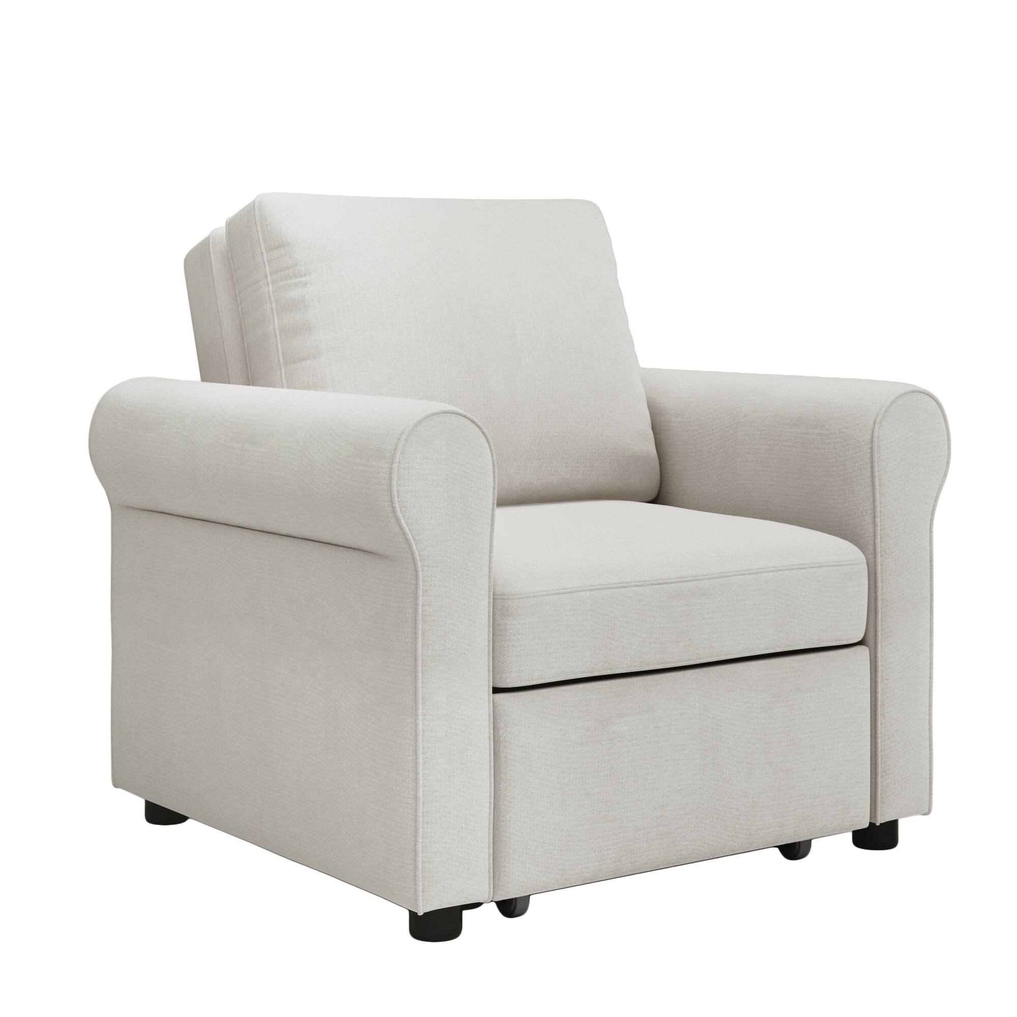 Alt View 4. APRILSOUL - Convertible Sleeper Chair Bed  Single Bed Modern Chair Bed Sleeper - Cream.