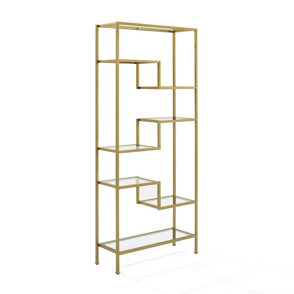 Back. Crosley Furniture - Sloane Etagere Bookcase - Gold.