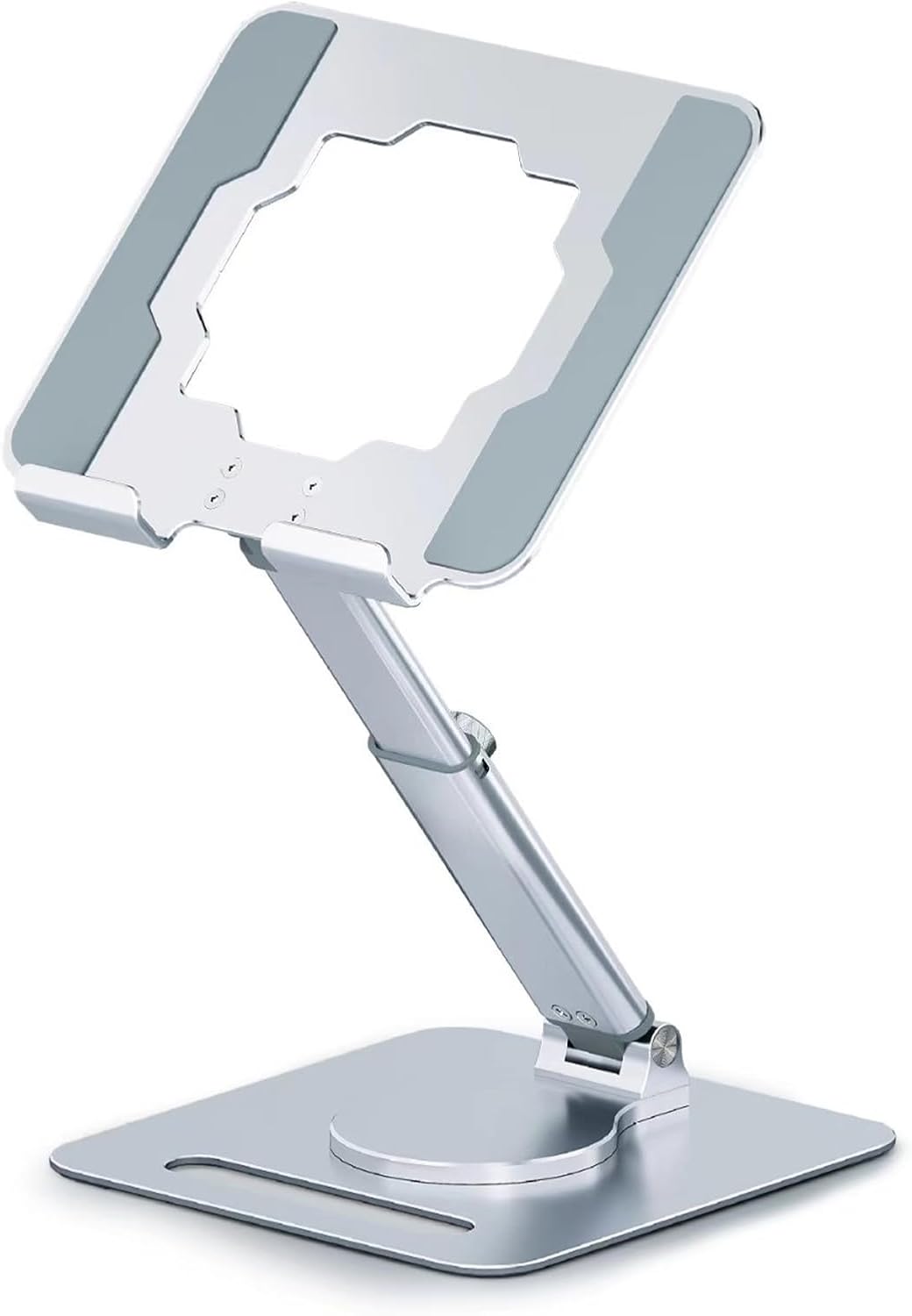 Front. FINEAK - 360° Adjustable Ergonomic Tablet Stand for iPad & Phones - Metallic Silver.
