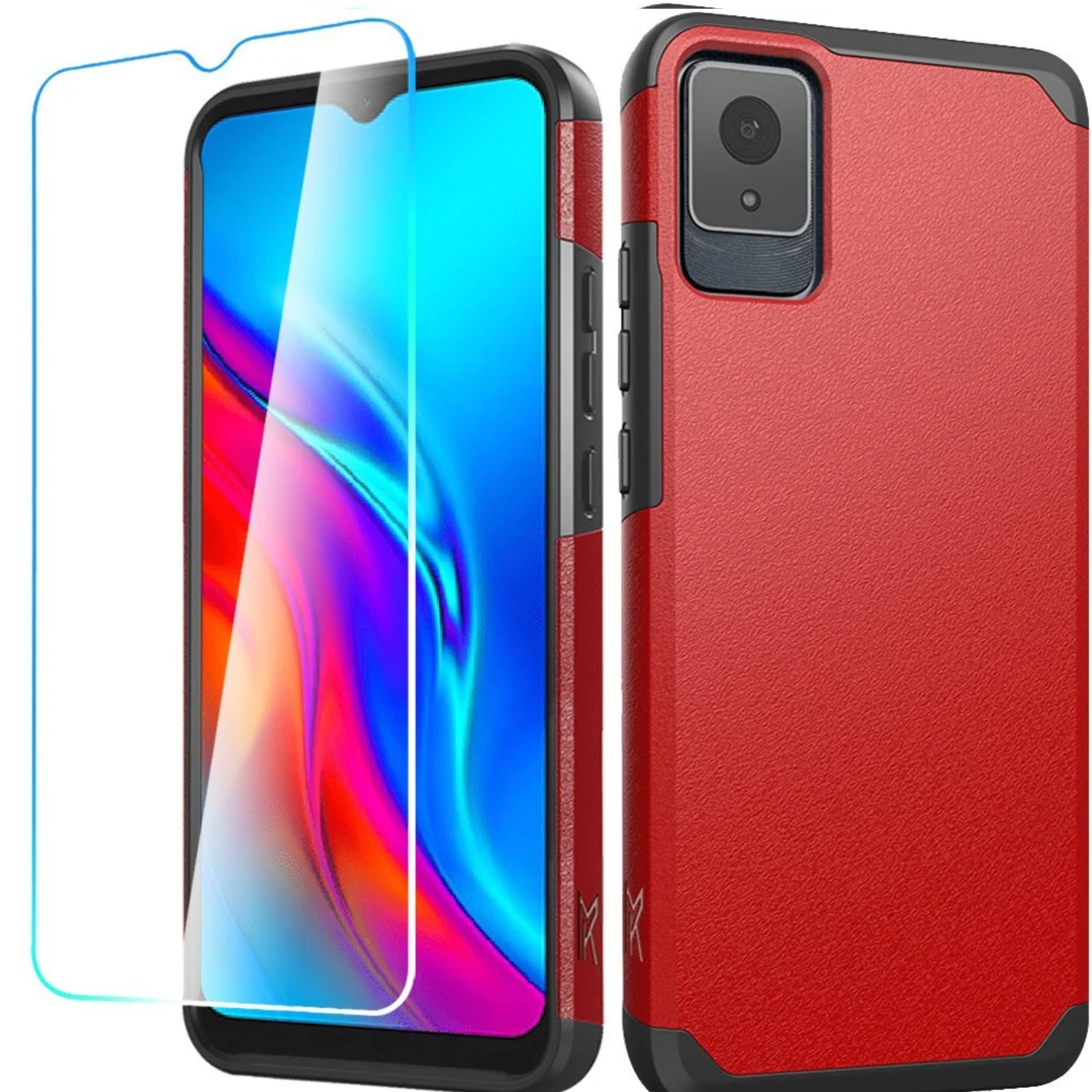 Kitcheniva - Tough Shockproof Hybrid Case With Tempered Glass For TCL K11 - Red