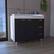 Left. TuHome - Ferretti Utility Sink With Three Drawers And Double Door Cabinet - White / Black.
