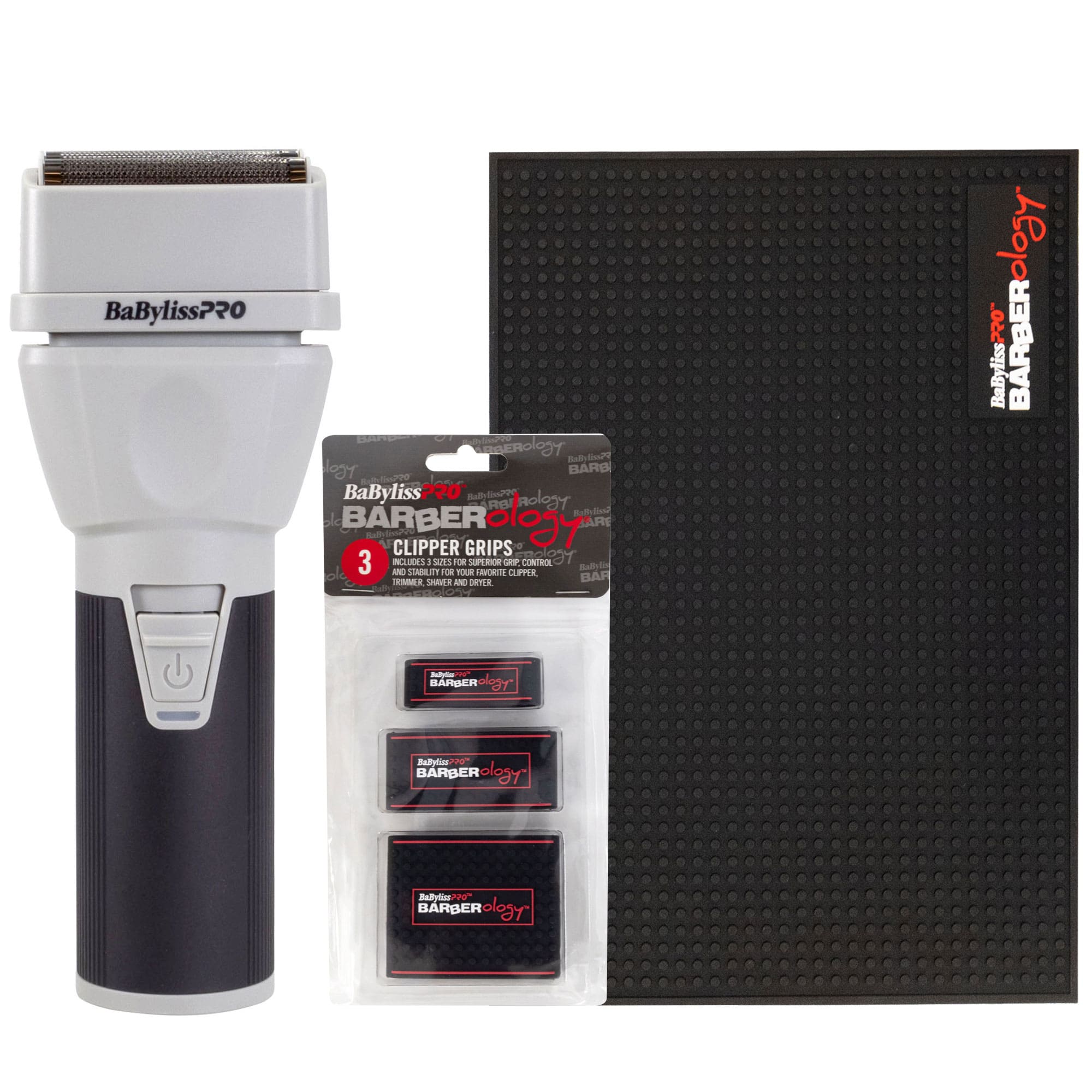 Babyliss - Pro COREFX Double Foil Shaver FX75FS2 with Barber Mat and Clipper Grips - Silver
