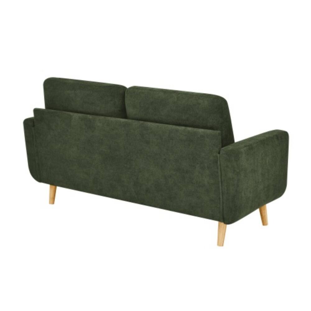 Left. LUCKY ONE - 67.7" Mid-Century Upholstered Tufted Loveseat Sofa Solid Wood Legs 2-Seater - Antique Green.