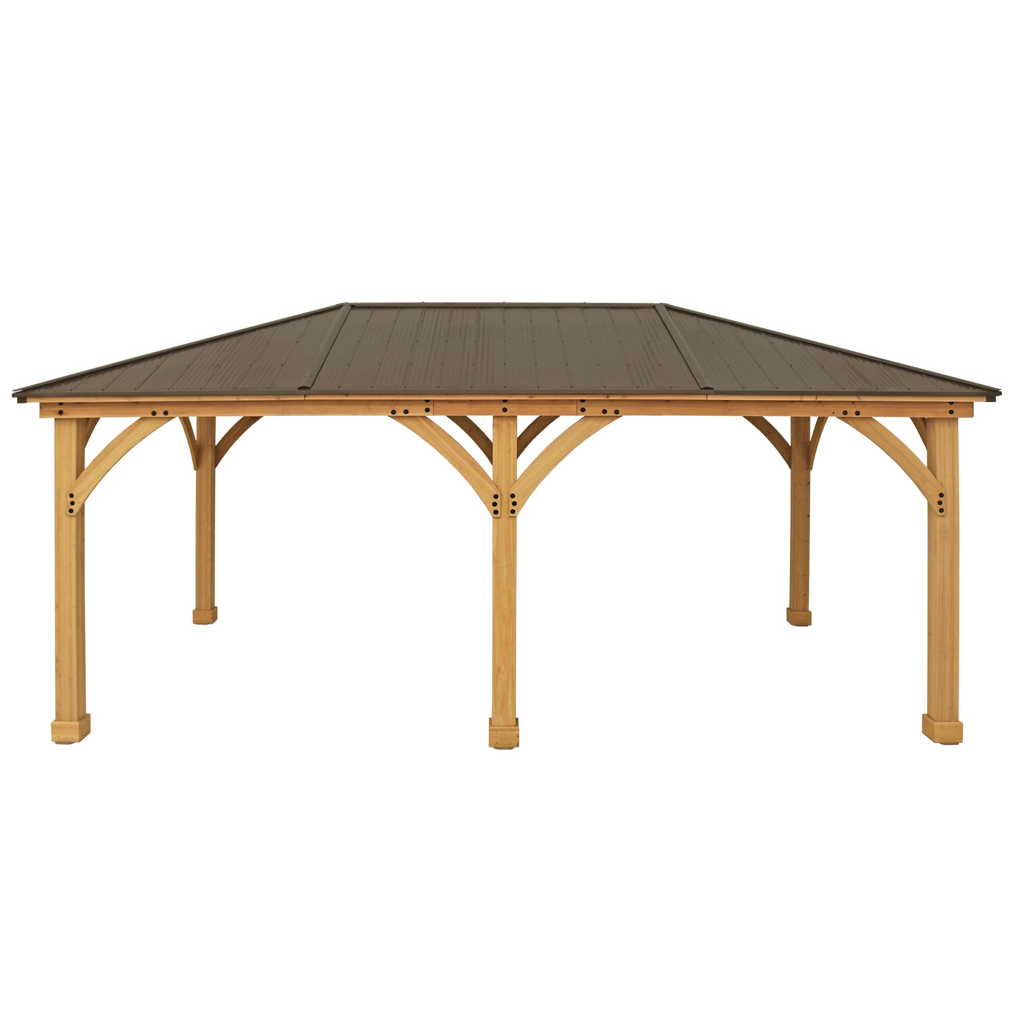 Front. Yardistry - 12' x 20' Meridian Gazebo - Brown.