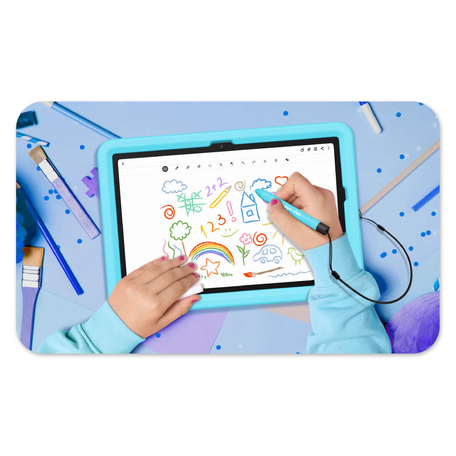 The text on the image reads: "d, + 2+2 @ 123!".