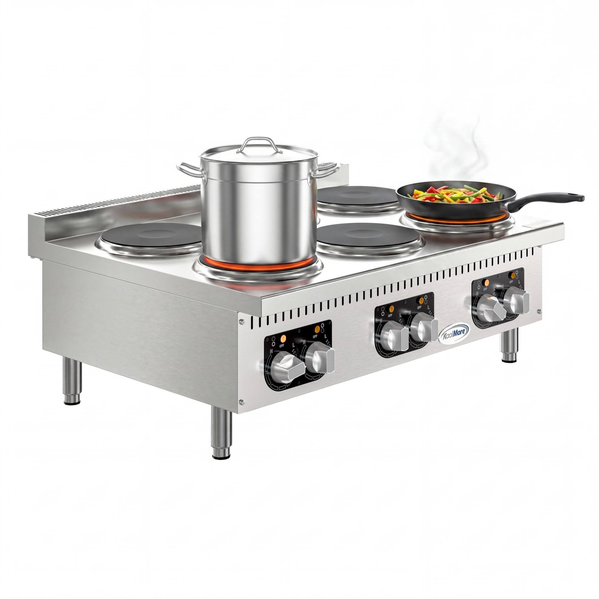 Alt View 1. Koolmore - 36 in. 6-Burner Commercial Electric Range Hot Plate, 240V (KM-CRC36-E) - Stainless Steel.