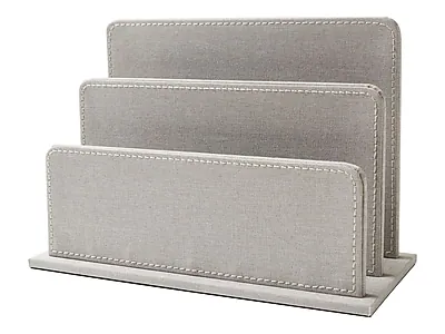 Front. Martha Stewart - 2-Compartment Linen File Sorter, Gray - Gray.