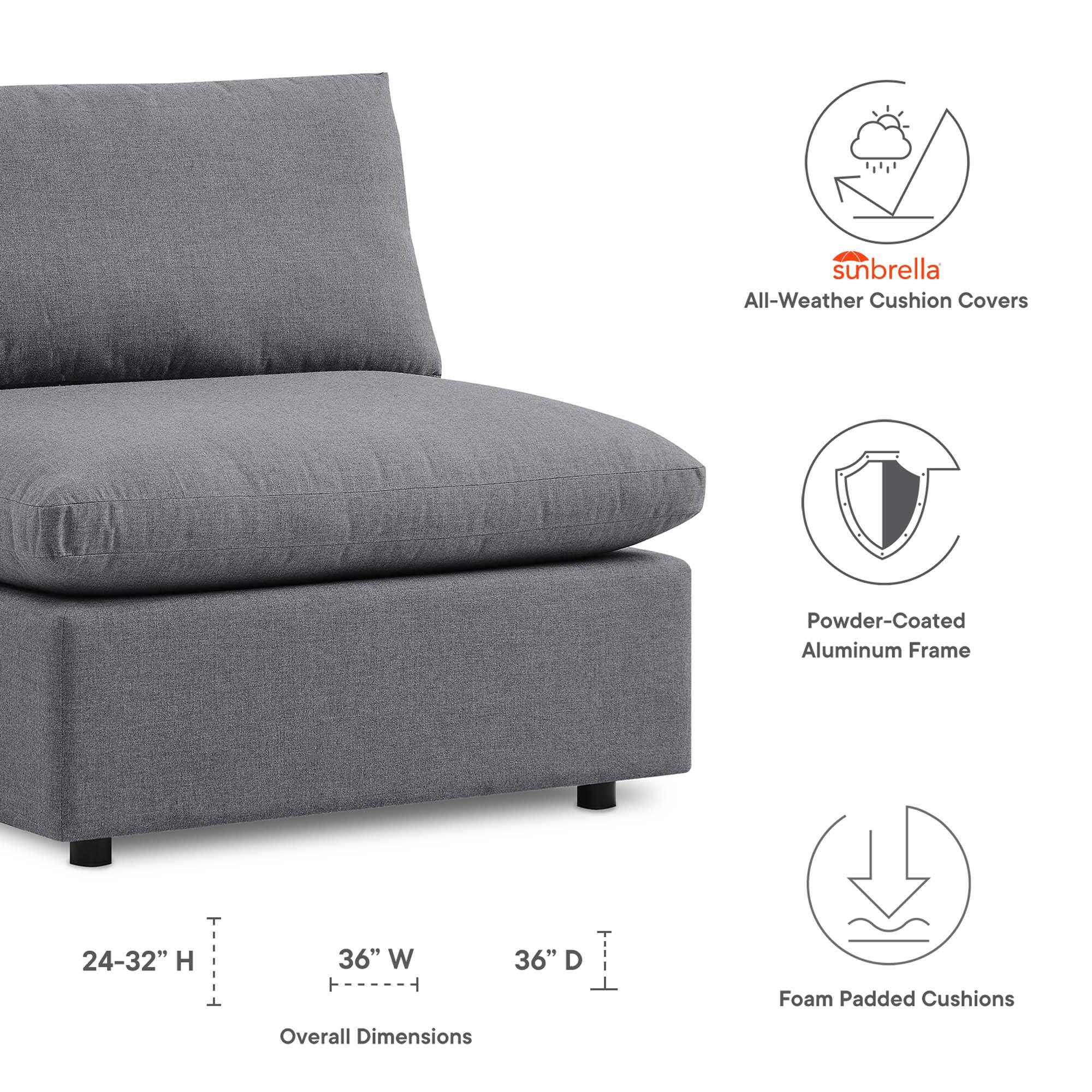 sunbrella All-Weather Cushion Covers  
Powder-Coated Aluminum Frame  
24-32" H x 36" W x 36" D  
Overall Dimensions  
Foam Padded Cushions