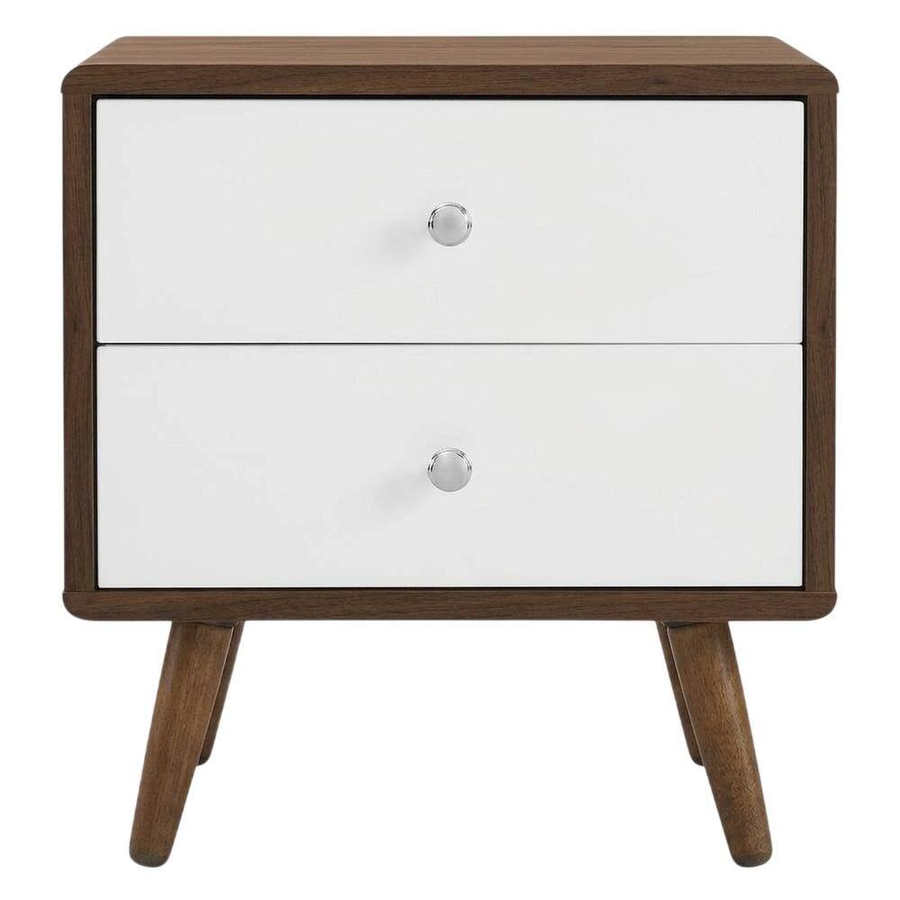Back. FurniFact - Nightstand with 2 Drawers and Compact Design - Brown.
