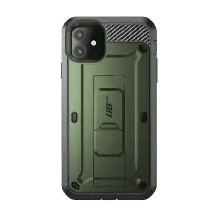 Front. SUPCASE - Unicorn Beetle Pro Rugged Holster Case for iPhone 11 – Full-Body Protection with Kickstand & Belt Clip - Green.