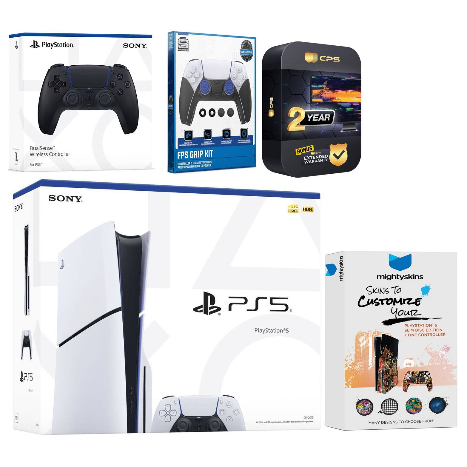 PlayStation SONY A CPS A I DualSense" Wireless Controller ae PL x . FPS GRIP KIT - - - - - S - - POE ! 2 YEAR BONUS ... EXTENDED WARRANTY SONT SONY AK  HOR PS5 PlayStation*5 mightyskins mightyskins SKINS To CUSTOMIZE YOUR PLAYSTATION 5 SLIM ONc DITION - CNE CONTROLLER $215 nna DESKGNS TO CHOOSE PE PANY

---

**Corrected Text:**

PlayStation SONY A CPS A I DualSense Wireless Controller ae PL x . FPS GRIP KIT - - - - - S - - POE ! 2 YEAR BONUS ... EXTENDED WARRANTY SONT SONY AK HOR PS5 PlayStation*5 mightyskins mightyskins SKINS To CUSTOMIZE YOUR PLAYSTATION 5 SLIM ONc DITION - CNE CONTROLLER $215 nna DESIGNS TO CHOOSE PE PANY