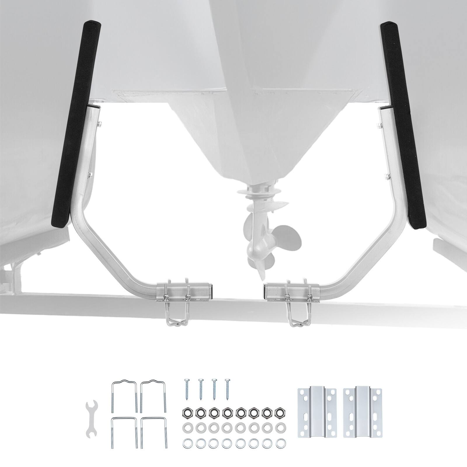 Front. VEVOR - Boat Trailer Guides, 1.2 in Adjustable Width Trailers Guide, 2PCS High-Hardness Steel Trailer Guide-Ons - Silver.