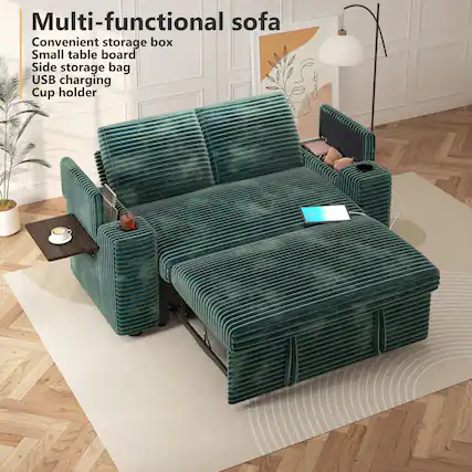Multi-functional sofa
Convenient storage box
Small table board
Side storage bag
USB charging
Cup holder