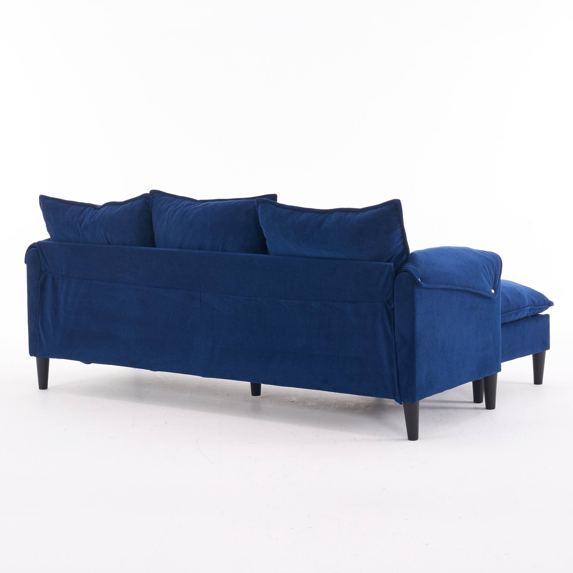 Alt View 6. GOODSILO - Convertible L-Shaped Combination Sofa with Storage Footstools for Living Room, Bedroom, or Office Spaces - Blue.