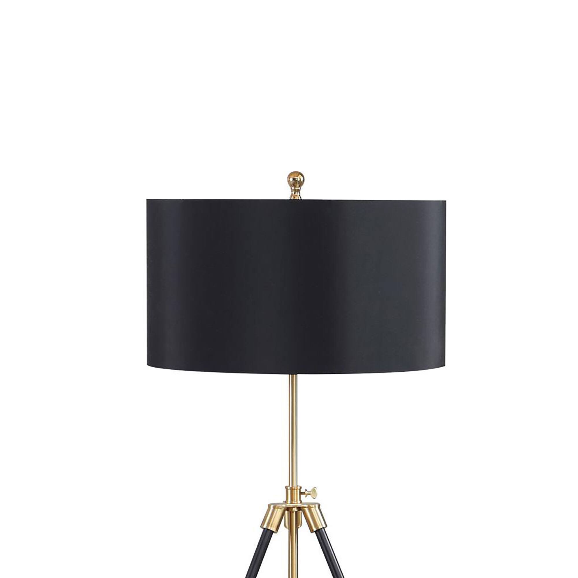 Angle. APRILSOUL - Black Gold Tripod Drum Shade Floor Lamp.