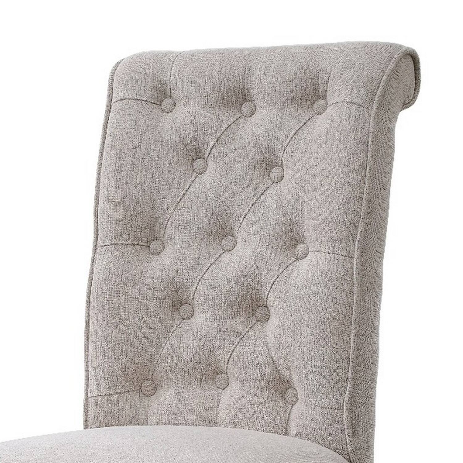 Alt View 3. Manhattan Lane - Side Chair with Button Tufted Backrest, Set of 2 - Beige.