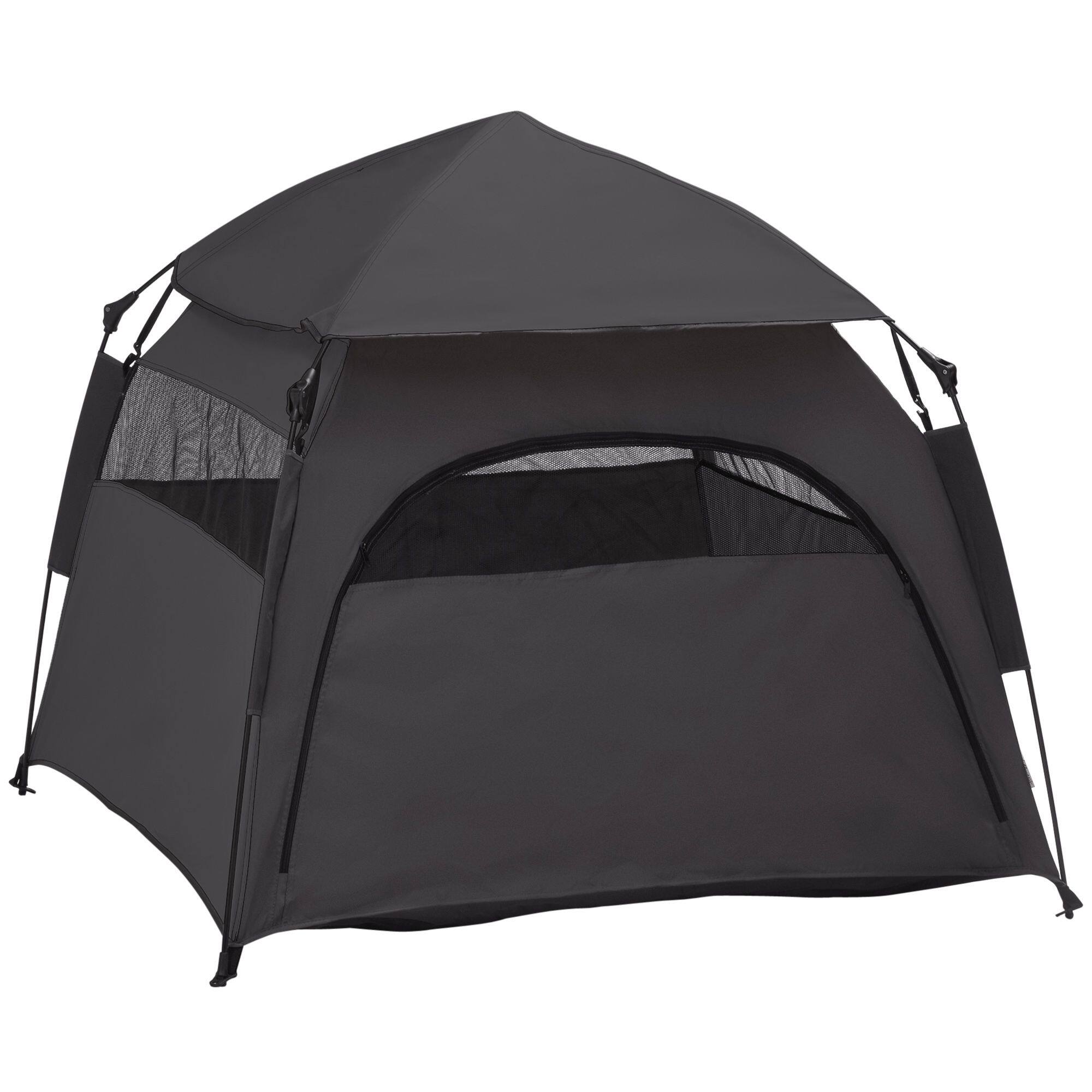 Alt View 7. Loheer - Loheer Pop Up Dog Tent for Large Dogs Portable Outdoor Pet Shade Tent for Beach and Camping with Carry Bag Dark Gray - Dark Gray.
