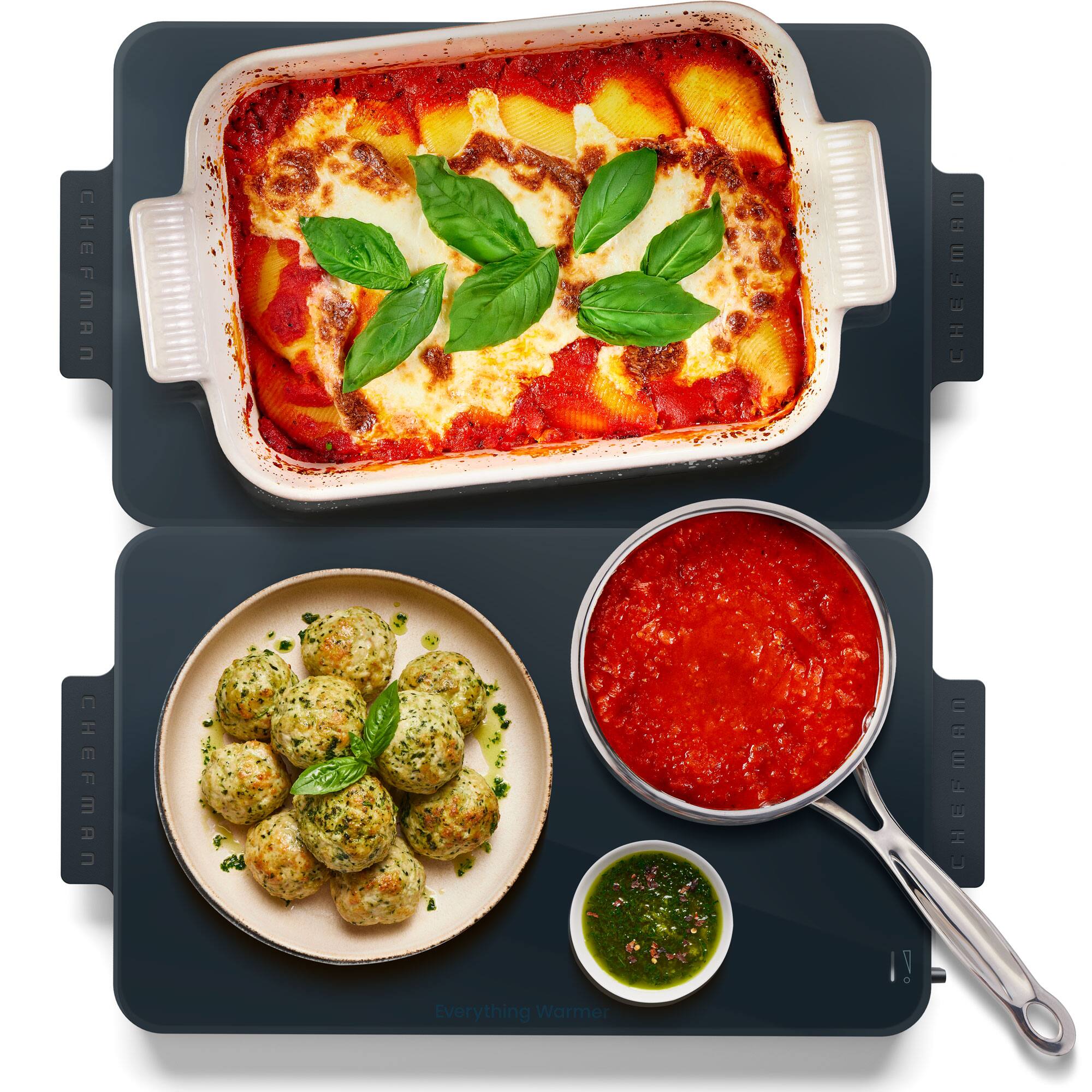 Chefman - Everything Warmer Modular Expanding Warming Tray, Two 10” x 16” Trays - Midnight