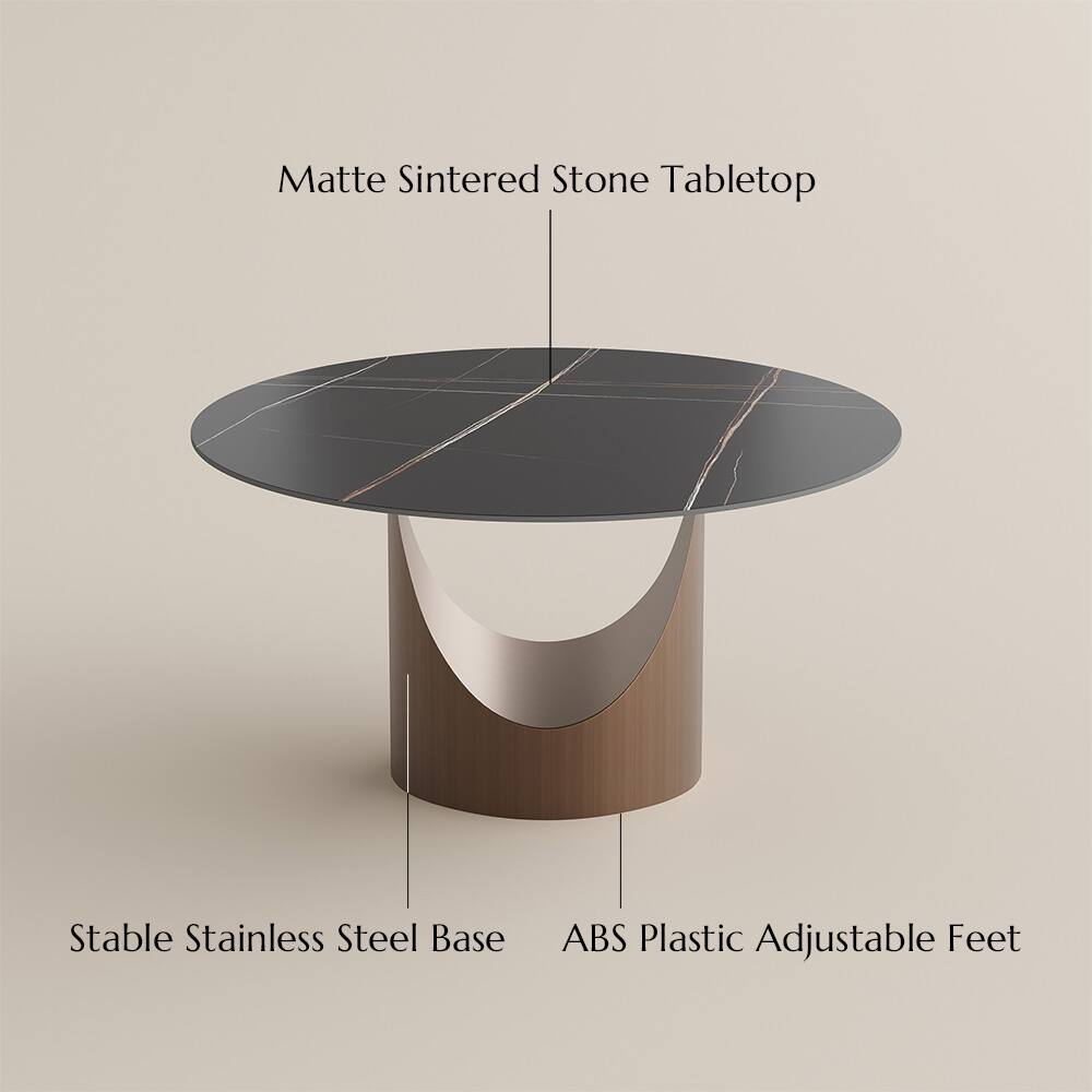Matte Sintered Stone Tabletop  
Stable Stainless Steel Base  
ABS Plastic Adjustable Feet