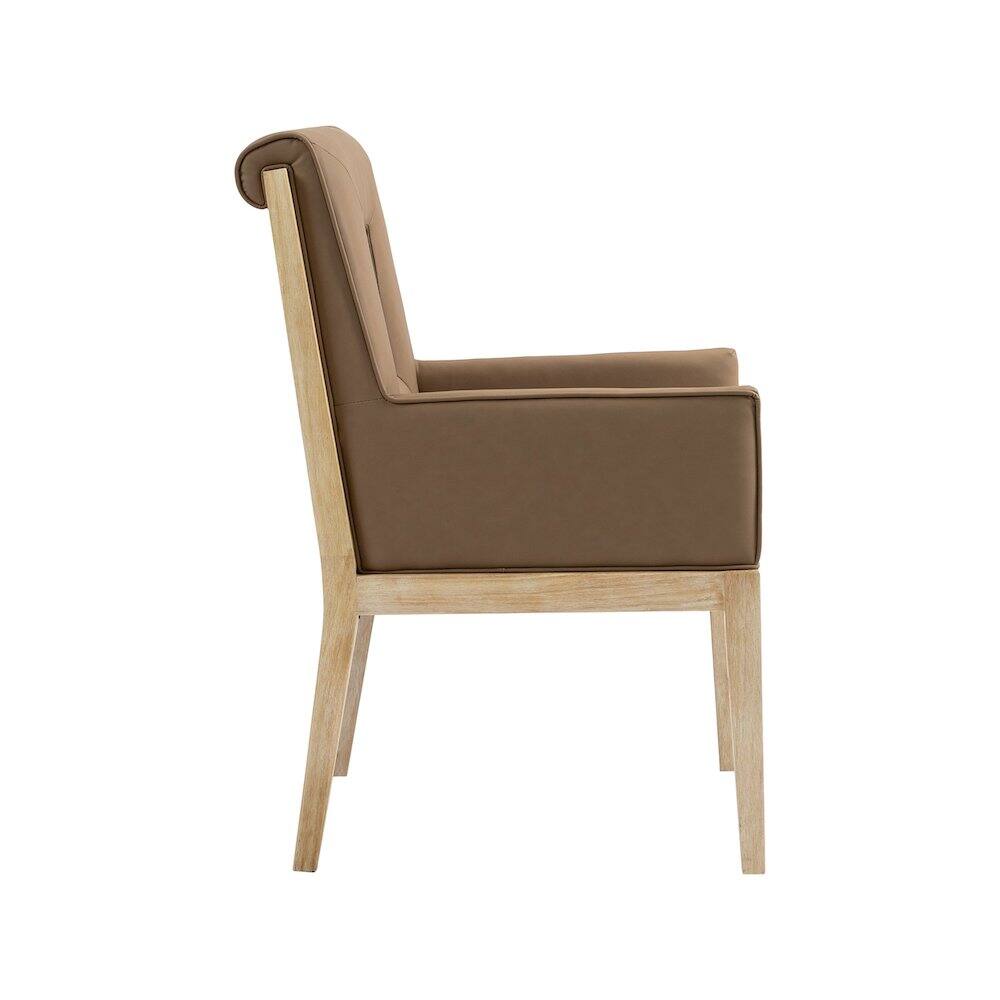 Alt View 3. Meridian Furniture - Gwendolyn Brown Vegan Leather Dining Arm Chair - Brown.