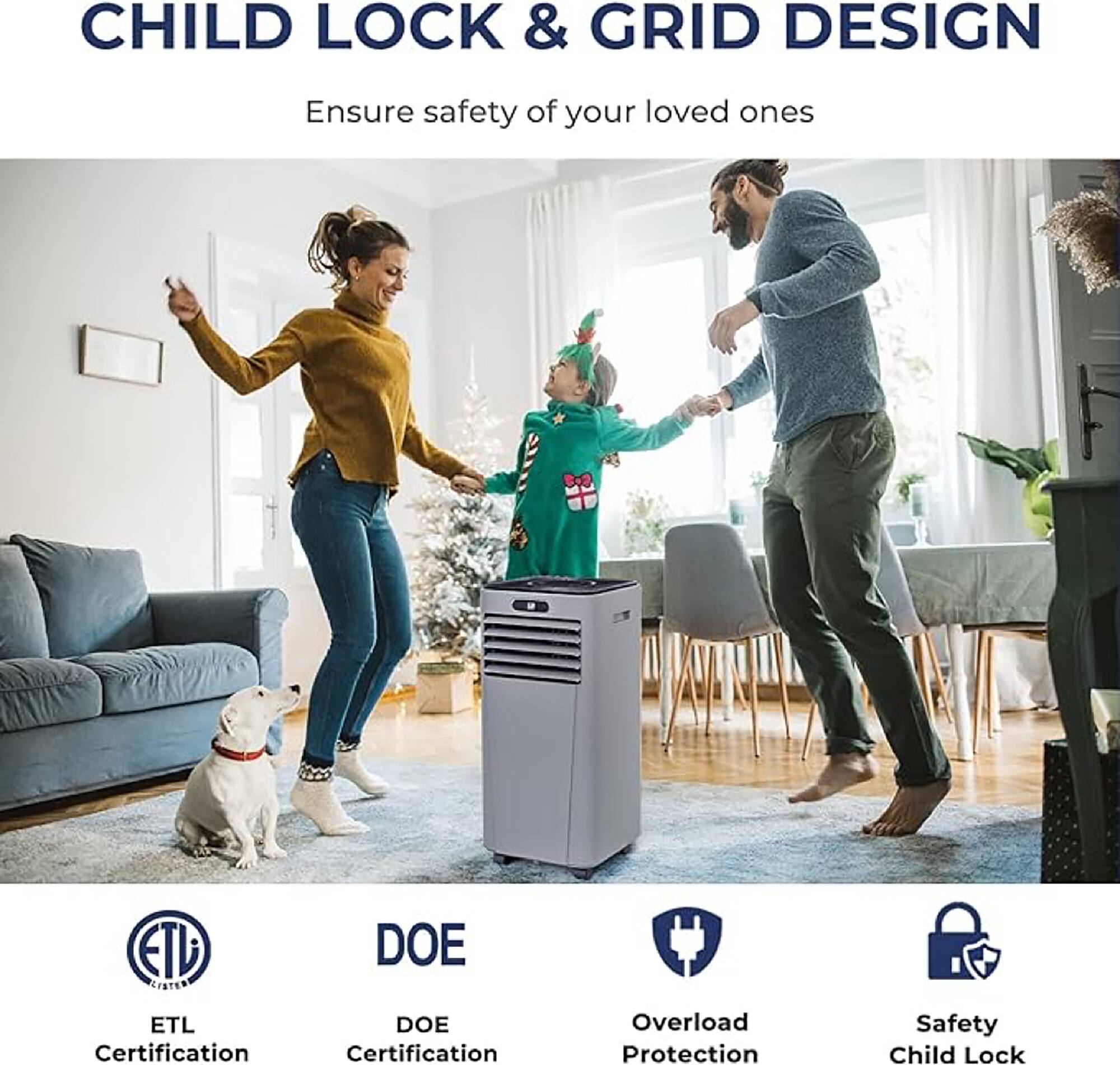 CHILD LOCK & GRID DESIGN  
Ensure safety of your loved ones  

ETL Certification  
DOE Certification  
Overload Protection  
Safety Child Lock