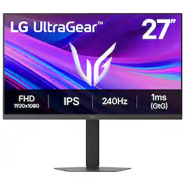 LG - UltraGear 27" IPS 240Hz, 1ms, G-SYNC Compatible, FreeSync Premium Gaming Monitor with HDR10 (HDMI, DisplayPort) - Black