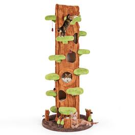 Kadyn - Cat Scratching Tower,Cat Tree, 90.5 Inch Tall Multifunctional Cat Tree with Private Condos for Indoor Cats - Brown