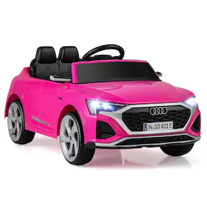 Costway - 12V Kids Ride On Car w/Remote Control 4 Wheels Suspension 3 Speeds LED Headlight - Pink
