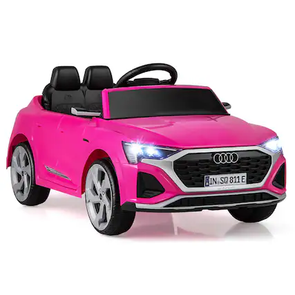 Front. Costway - Costway 12V Kids Ride On Car w/Remote Control 4 Wheels Suspension 3 Speeds LED Headlight - Pink.