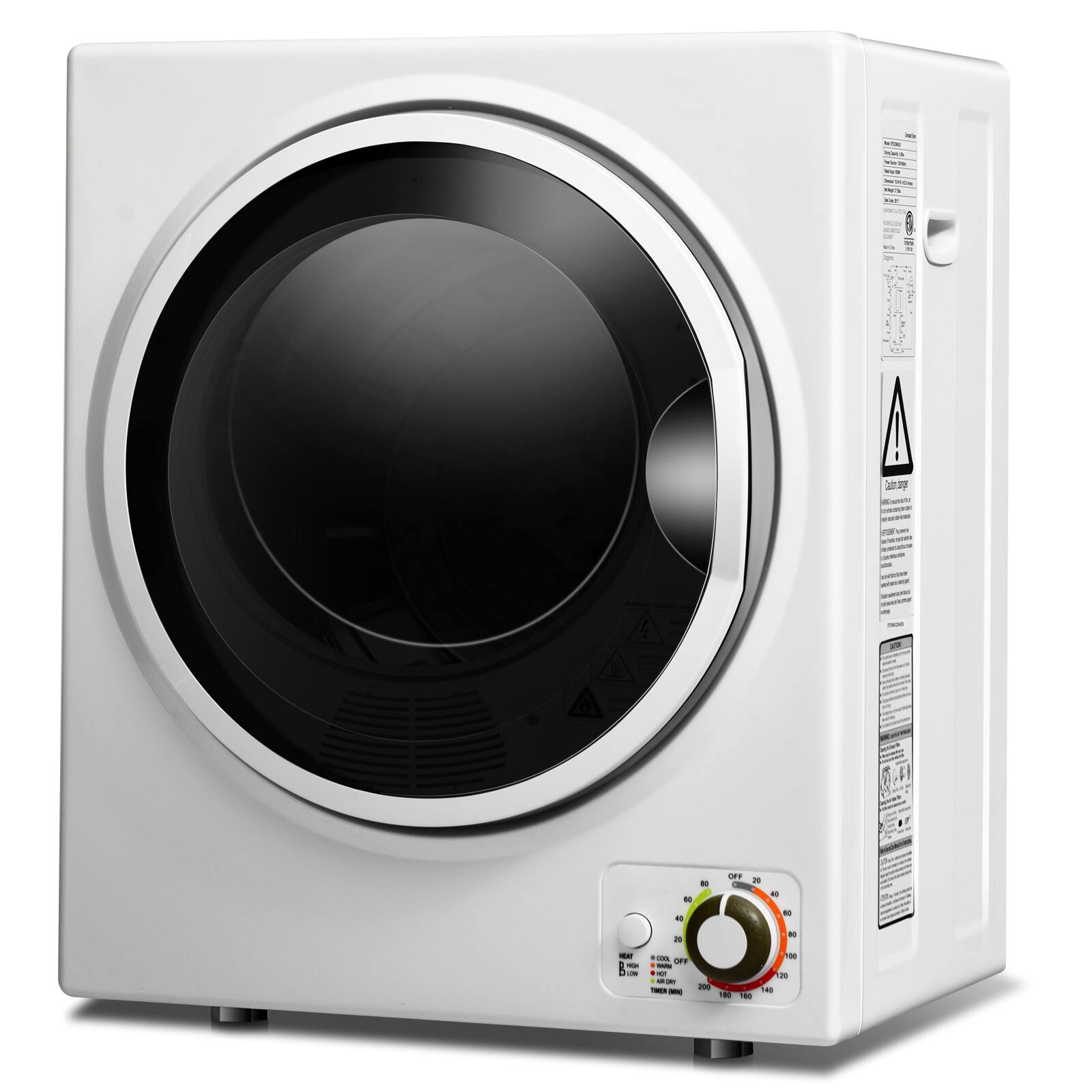 Front. SKONYON - Electric Clothes Dryer 1.5 Cu Ft Laundry Machine with Wall Mount Kit for Small Spaces - White.