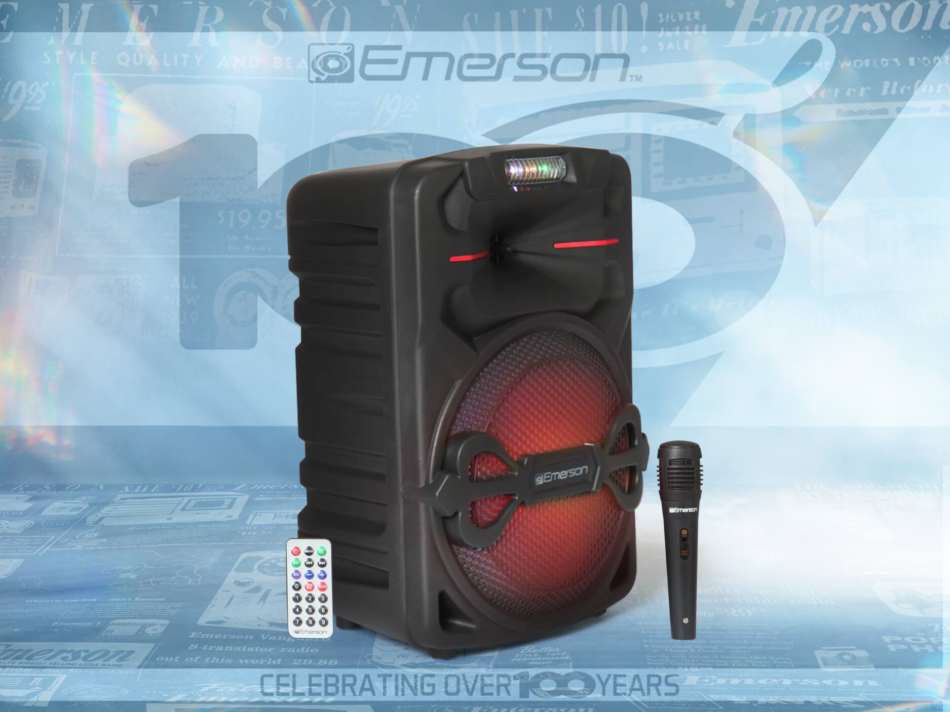 Emerson STYLE QUALITY AND BEA Emerson WORLDS BO THE TM Verer Helor 92 192 $19.95 M 20e ALL NEW 1939 ONEES SIE CHA  - .... 20 - 21 Emerson amen -  -  SHOWL E I - - - .  e - | - Y 7 1 - TSte P 4 6 1 - a00S Uo n 7   T OS9 Emerson ViDA POR - 8-transistor radio  PH erson  TELAIM OUr of this world 28.88 TRA - ...... - -  CELEBRATING OVER YEARS Emnerson  Tuioyurin