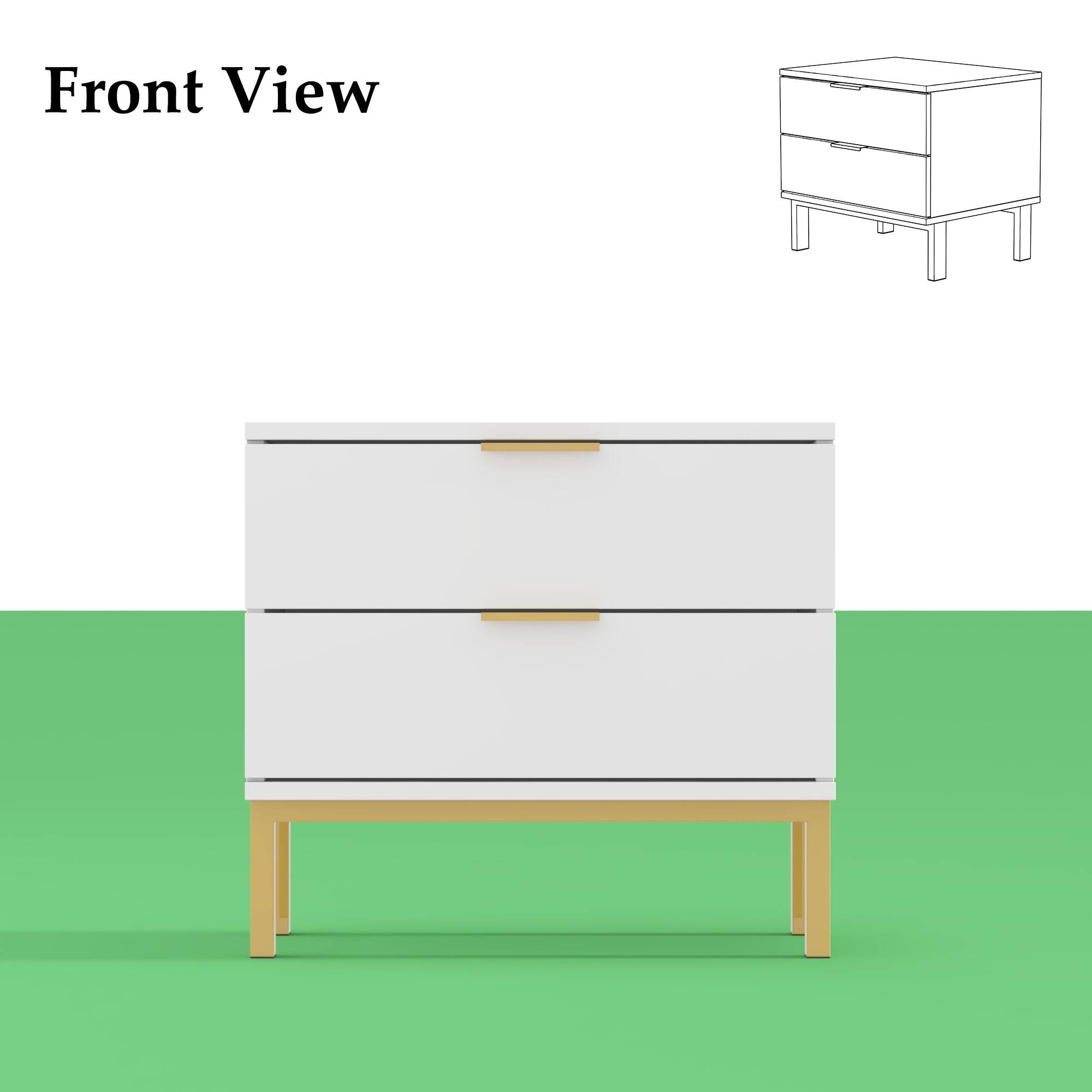 FUFU & GAGA - FUFU&GAGA 2 - Drawer Nightstand with Gold Accents: Stylish Bedside Storage - White