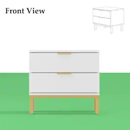 FUFU & GAGA - FUFU&GAGA 2 - Drawer Nightstand with Gold Accents: Stylish Bedside Storage - White