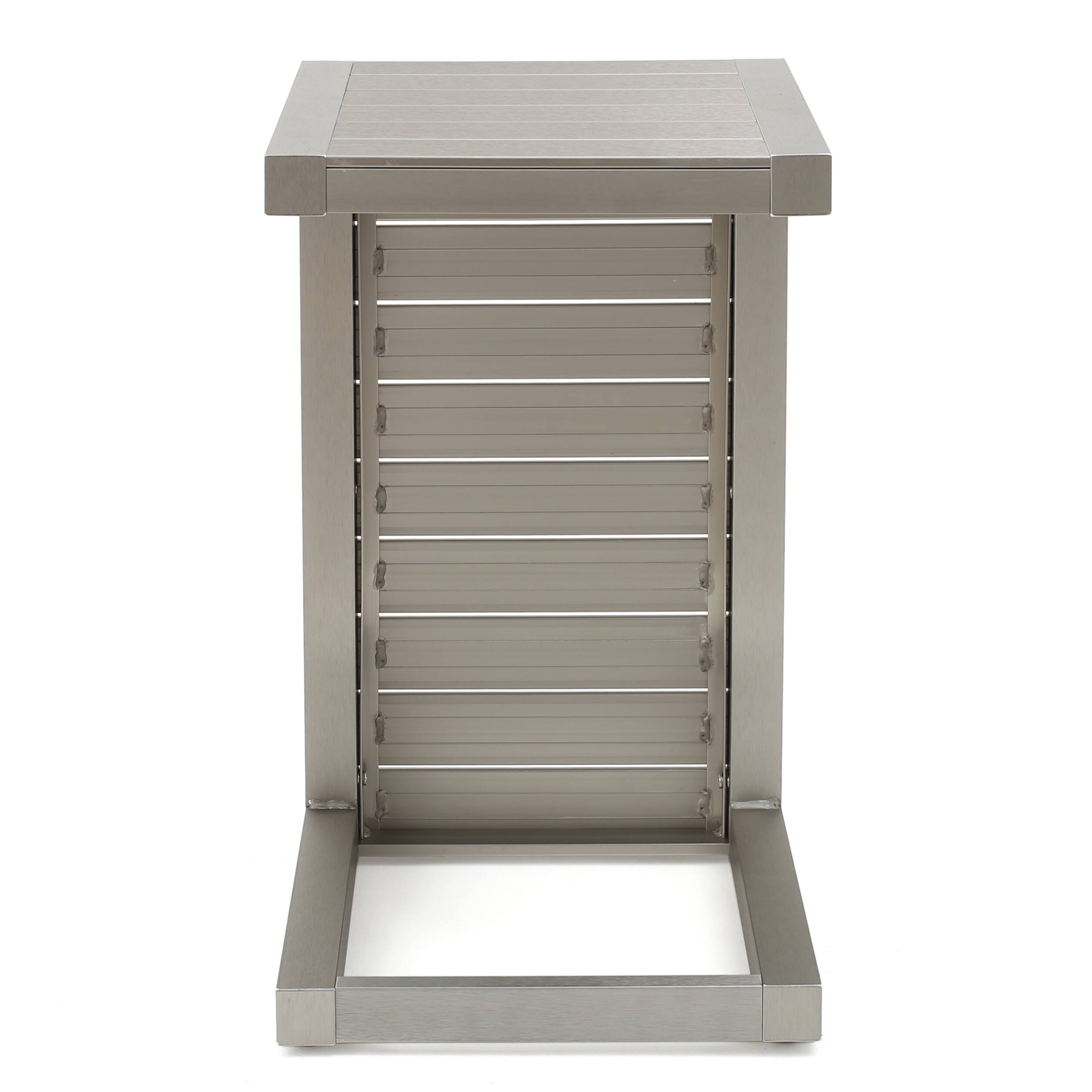 Back. Mondawe - C-Shaped Aluminum Outdoor Side Table - Silver.