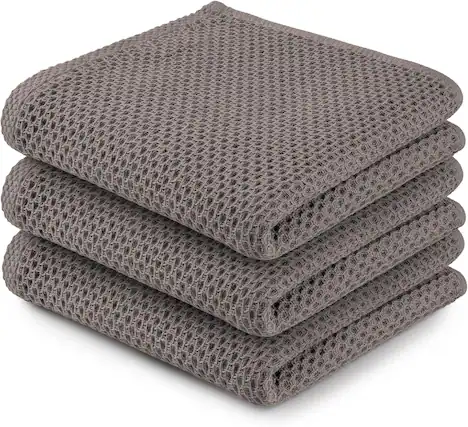 Front. Zulay Kitchen - Zulay Kitchen Towels 3 Pack Waffle Weave - 13 x 28 Inch Super Absorbent Dish Towels for Kitchen - Gray.