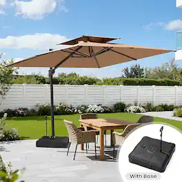 Crestlive Products - 12ft Aluminum Tan Slide-tilt Cantilever Patio Umbrella Base - Brown