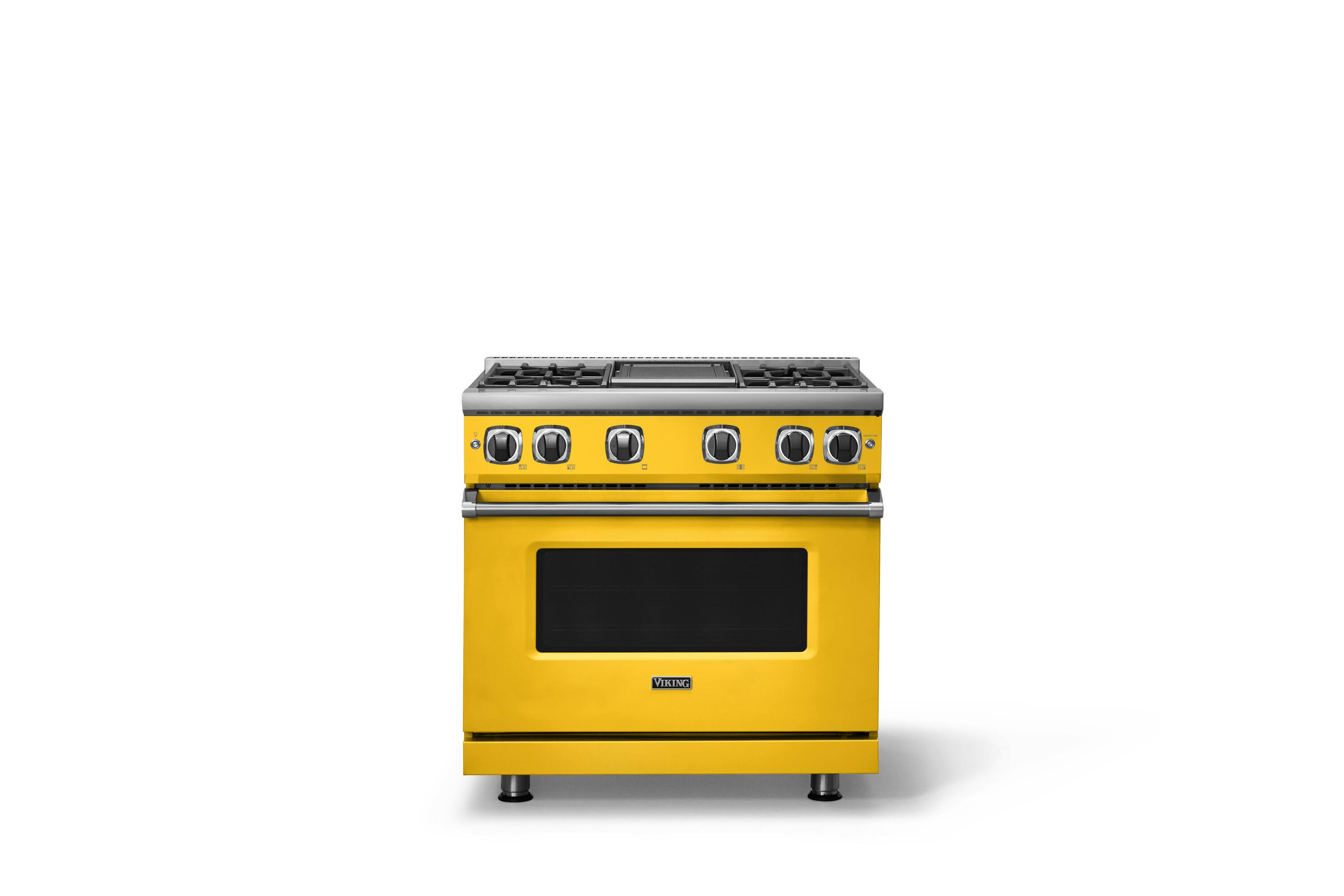 Alt View 4. Viking - Pro 7 Series 5.6 Cu. Ft. Freestanding Sealed 4 Burner LP Gas Convection Range/Griddle - Daffodil - Daffodil.