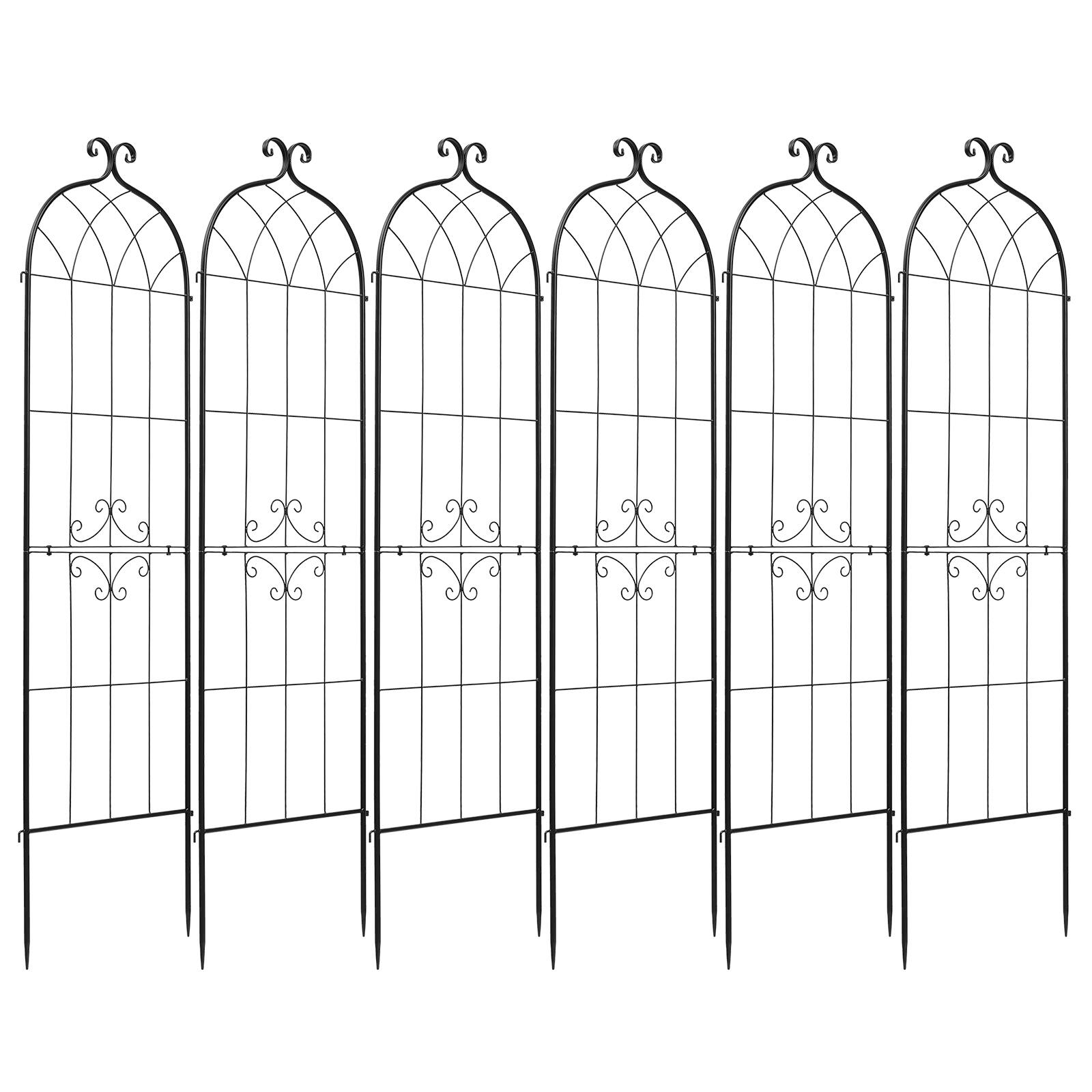 Alt View 5. VEVOR - Garden Trellis, 71 x 20 inch Rose Trellis, 6 Packs Garden Flower Rose Trellises with Powder-Coated Finish & Convenient - Black.