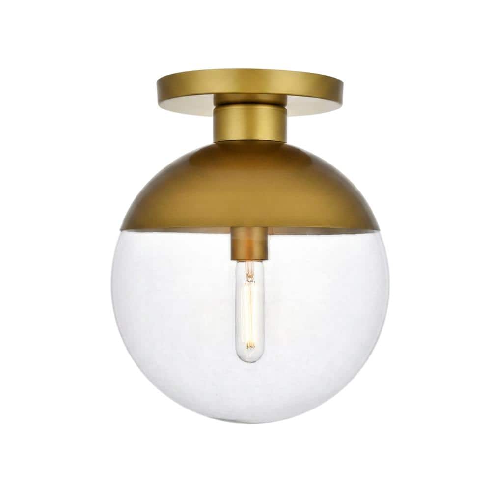 Living District - Eclipse 1 Light Brass Flush Mount With Clear Glass - Brass And Clear price history on PriceWatchPro