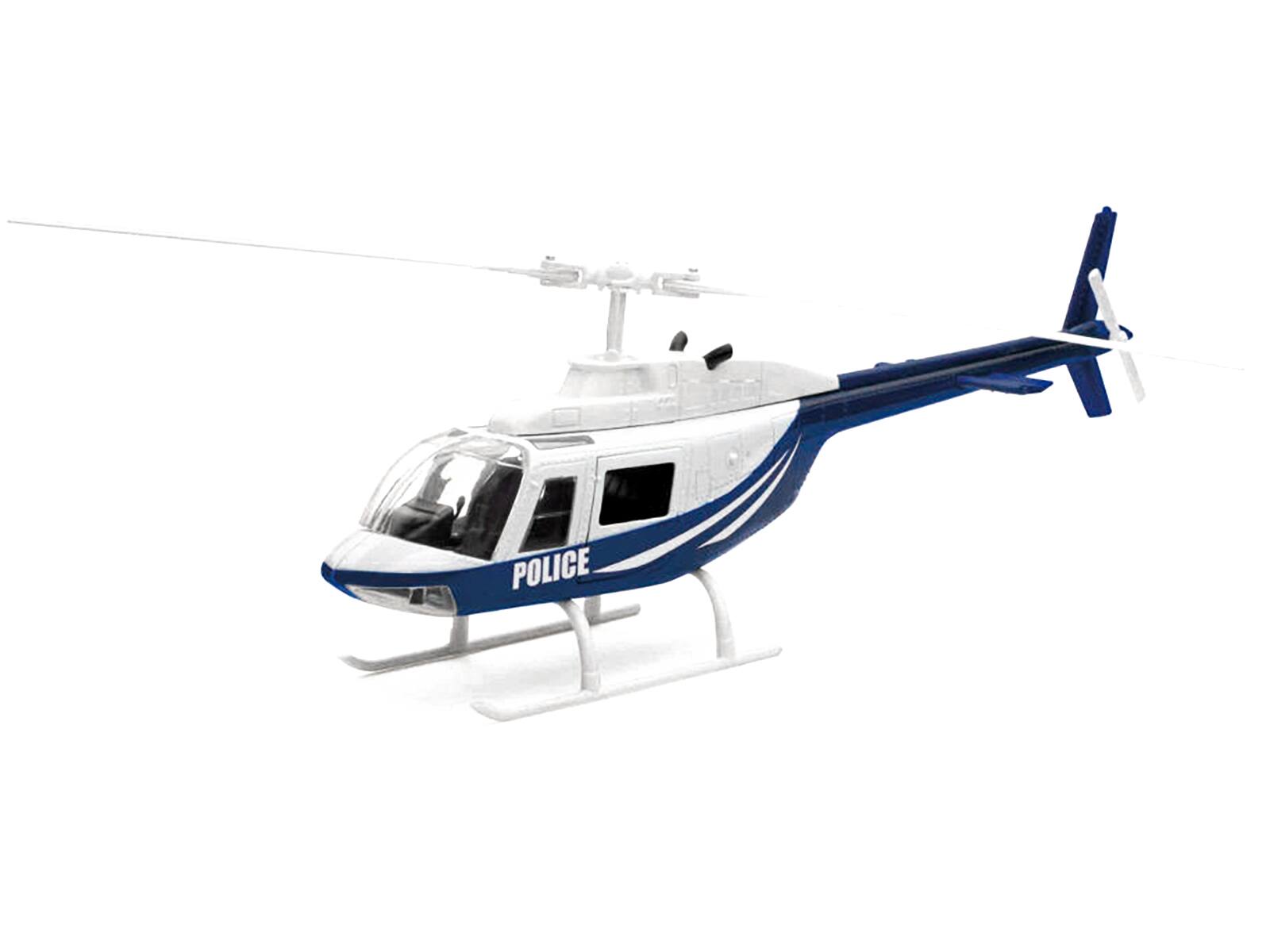 Alt View 1. New Ray - Bell 206 Helicopter Dark Blue and White "Police" "Sky Pilot" Series 1/34 Diecast Model by New Ray.