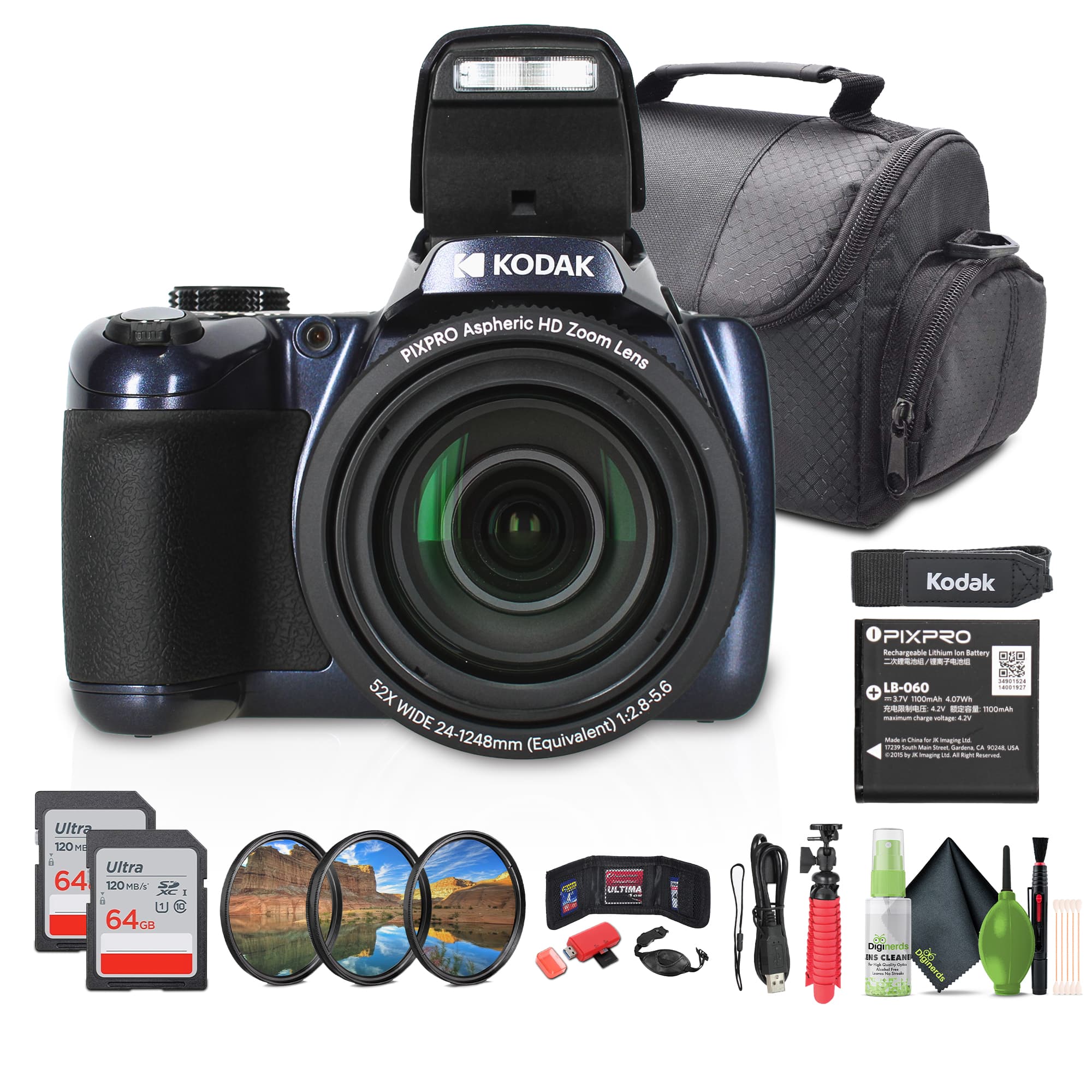 Kodak - Pixpro AZ528 Digital Camera in Blue (AZ528MB) Bundle with Accessories