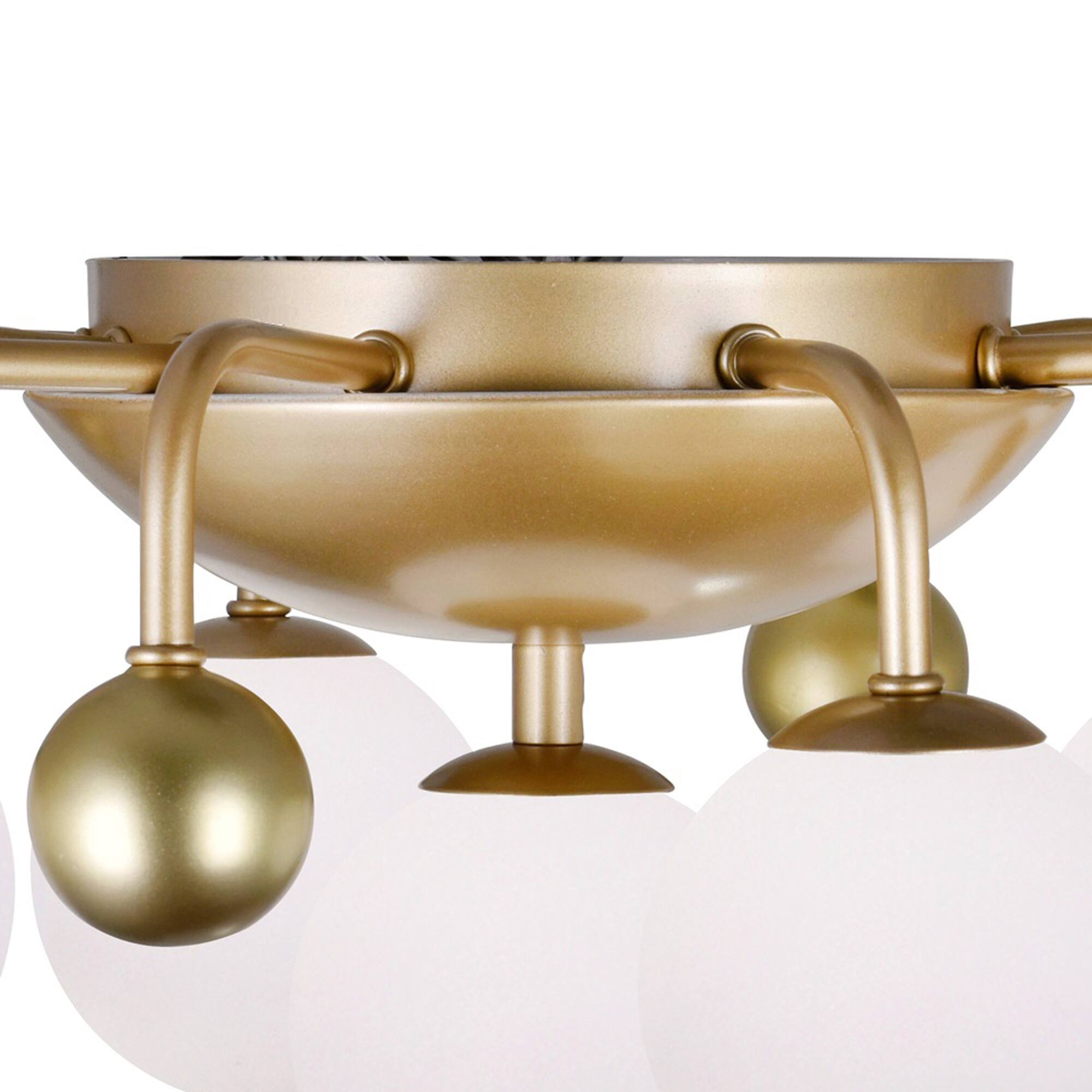 Alt View 1. CWI Lighting - Element 9 Light Flush Mount With Sun Gold Finish - Sun Gold.