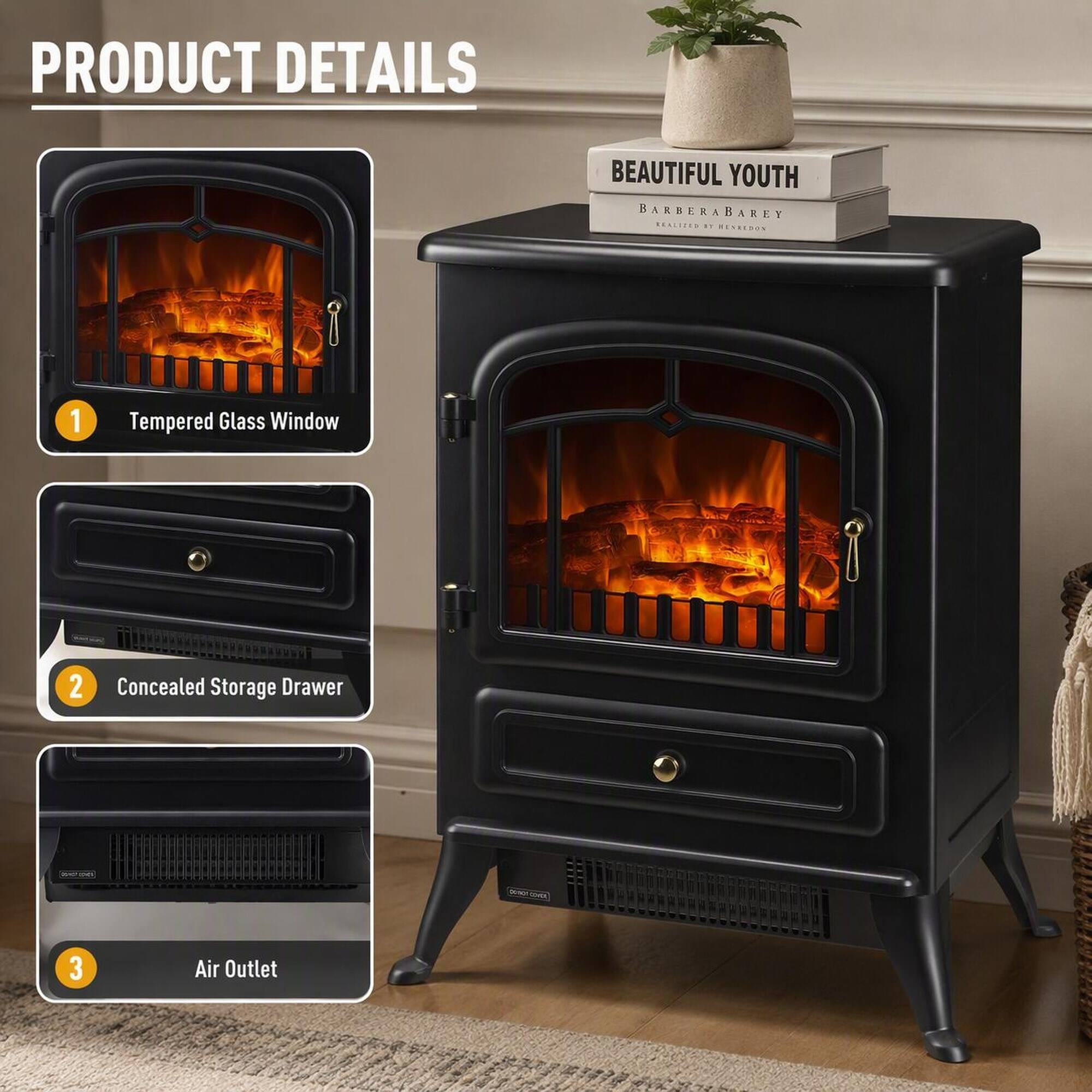 PRODUCT DETAILS
1. Tempered Glass Window
2. Concealed Storage Drawer
3. Air Outlet
