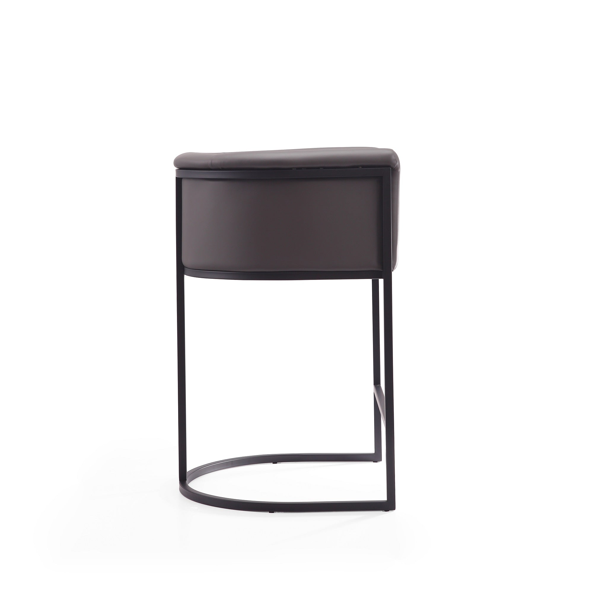 Alt View 1. Manhattan Comfort - Cosmopolitan Mid-Century Modern Metal Upholstered Counter Stool - Set of 2 - Graphite.