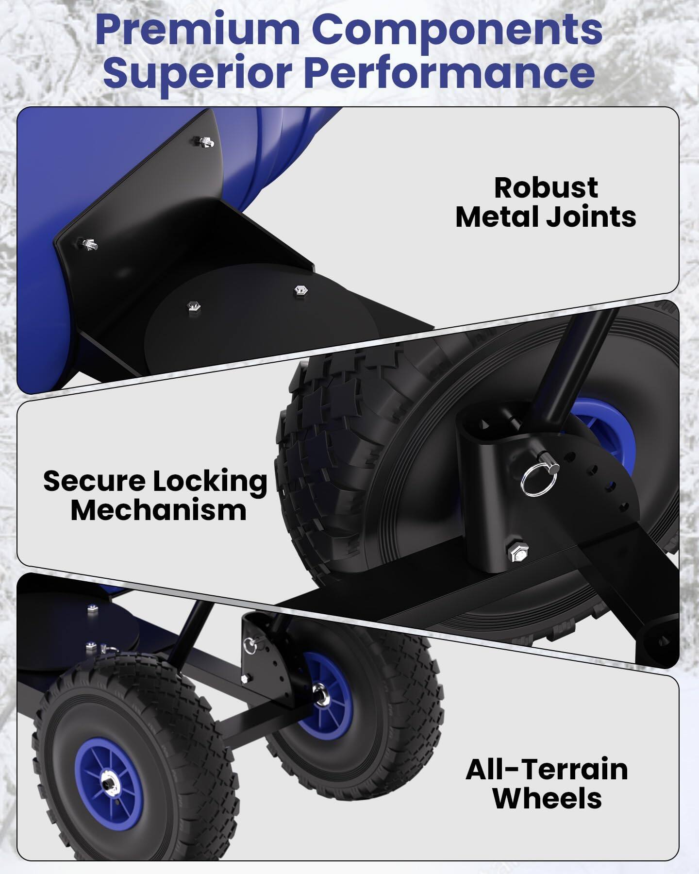 Premium Components  
Superior Performance  

- Robust Metal Joints  
- Secure Locking Mechanism  
- All-Terrain Wheels