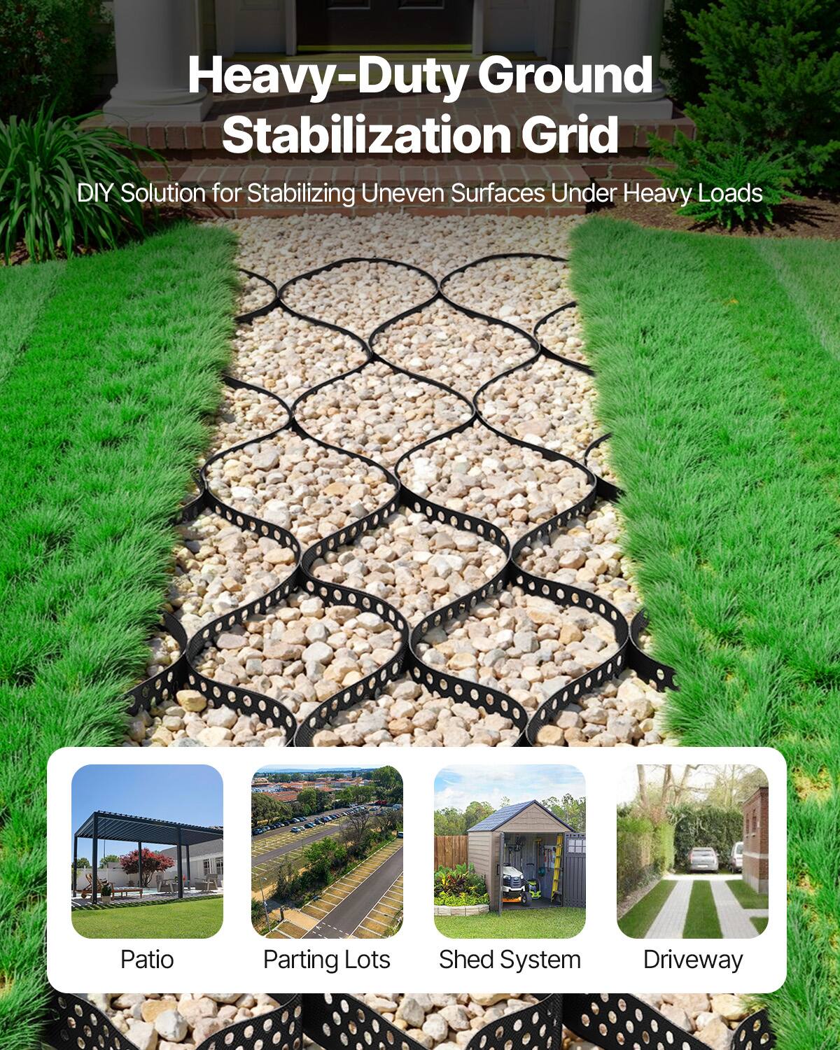 Heavy-Duty Ground Stabilization Grid DIY Solution for Stabilizing Uneven Surfaces Under Heavy Loads

Patio
Parting Lots
Shed System
Driveway