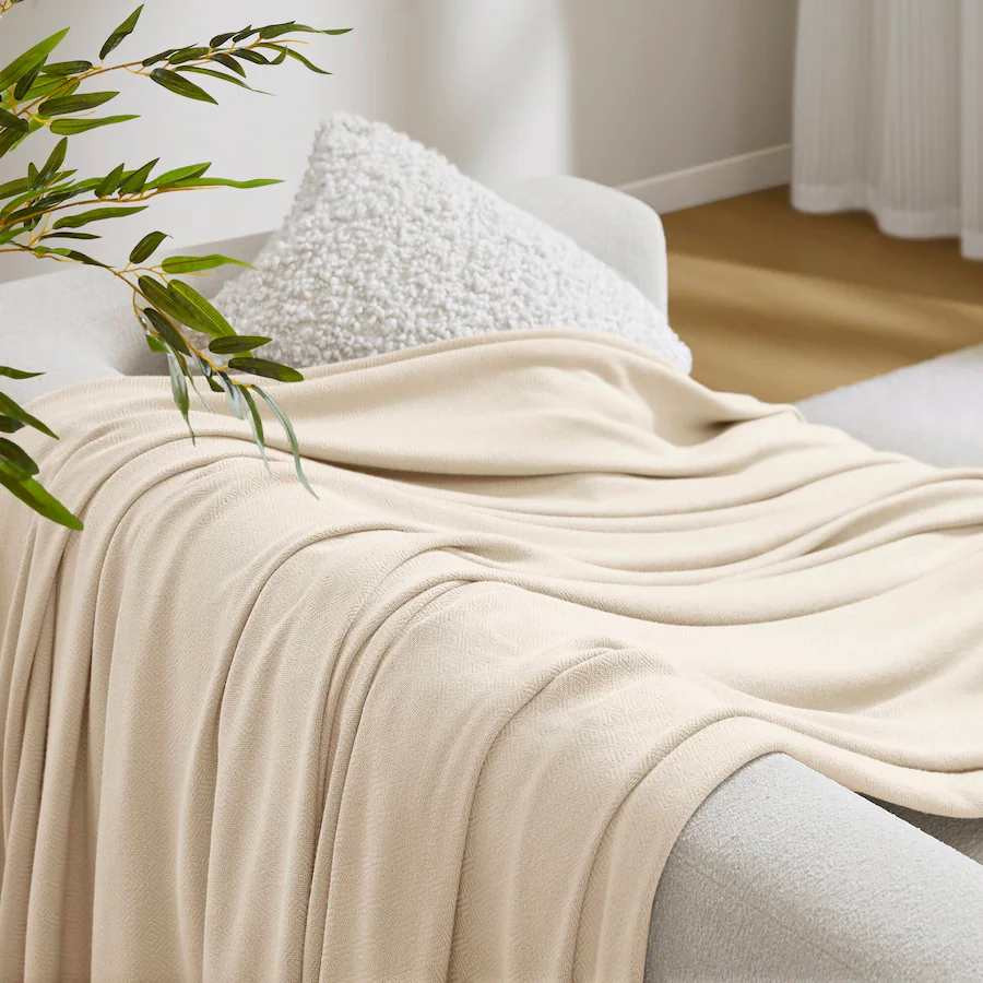 Throws Texture Gracie Mills Kaelith Bamboo Cotton Rayon Blanket Textured Ivory - Best Buy